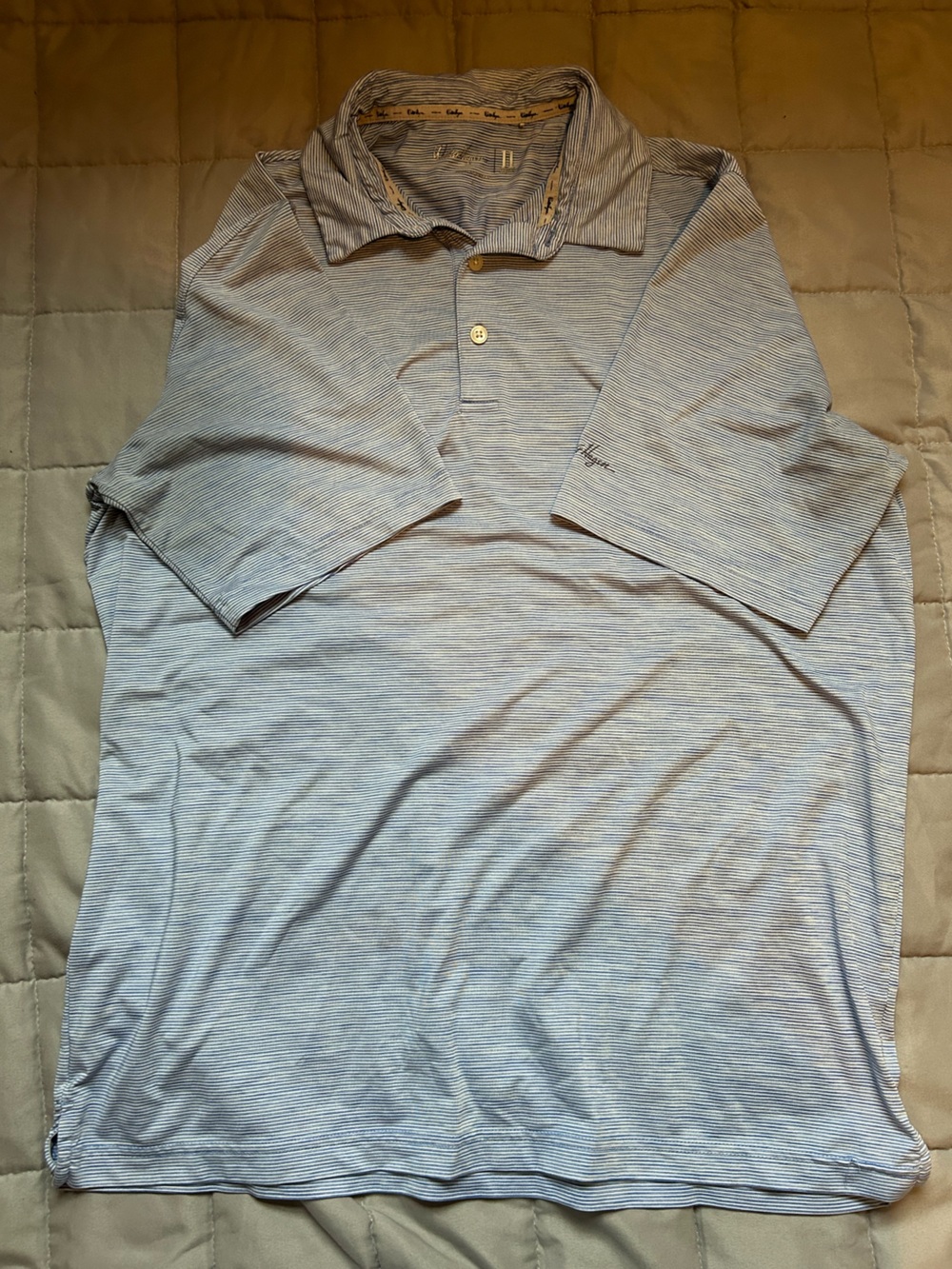 Walter Hagen Light Blue and White Striped Men's Polo shirt
